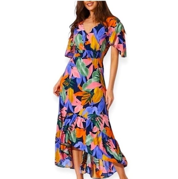 Anthropolgie Abel The Label Asymmetrical Geometic Colourful Midi Dress Small - Picture 10 of 17